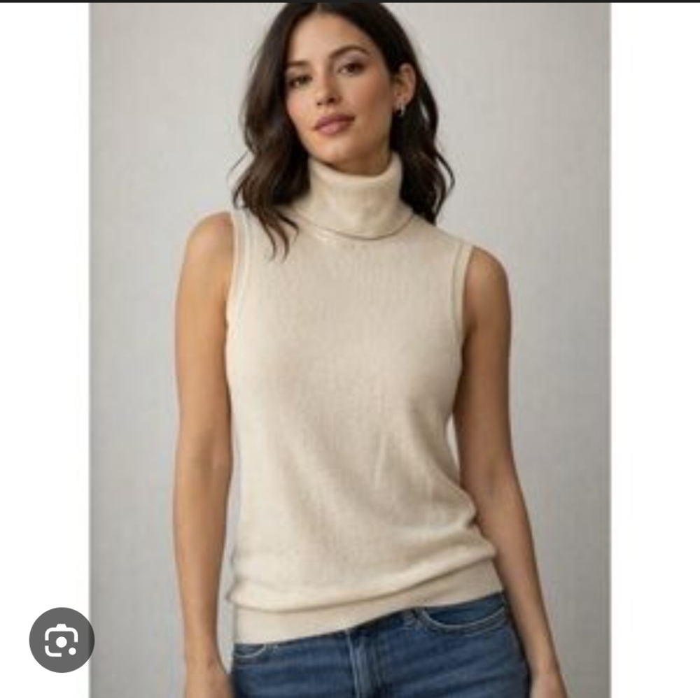 Theory Sleeveless Cashmere Turtleneck Sweater Size P